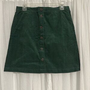 J. Crew Green Corduroy Skirt
